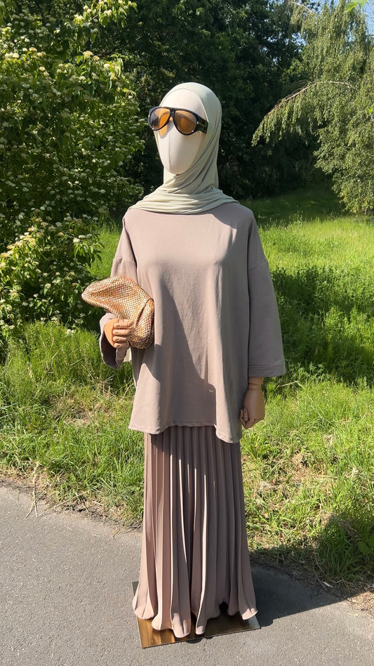 PLISSÉ SKIRT TAUPE