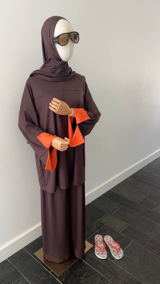 SLEEVE BURKINI CHOCO/ORANGE