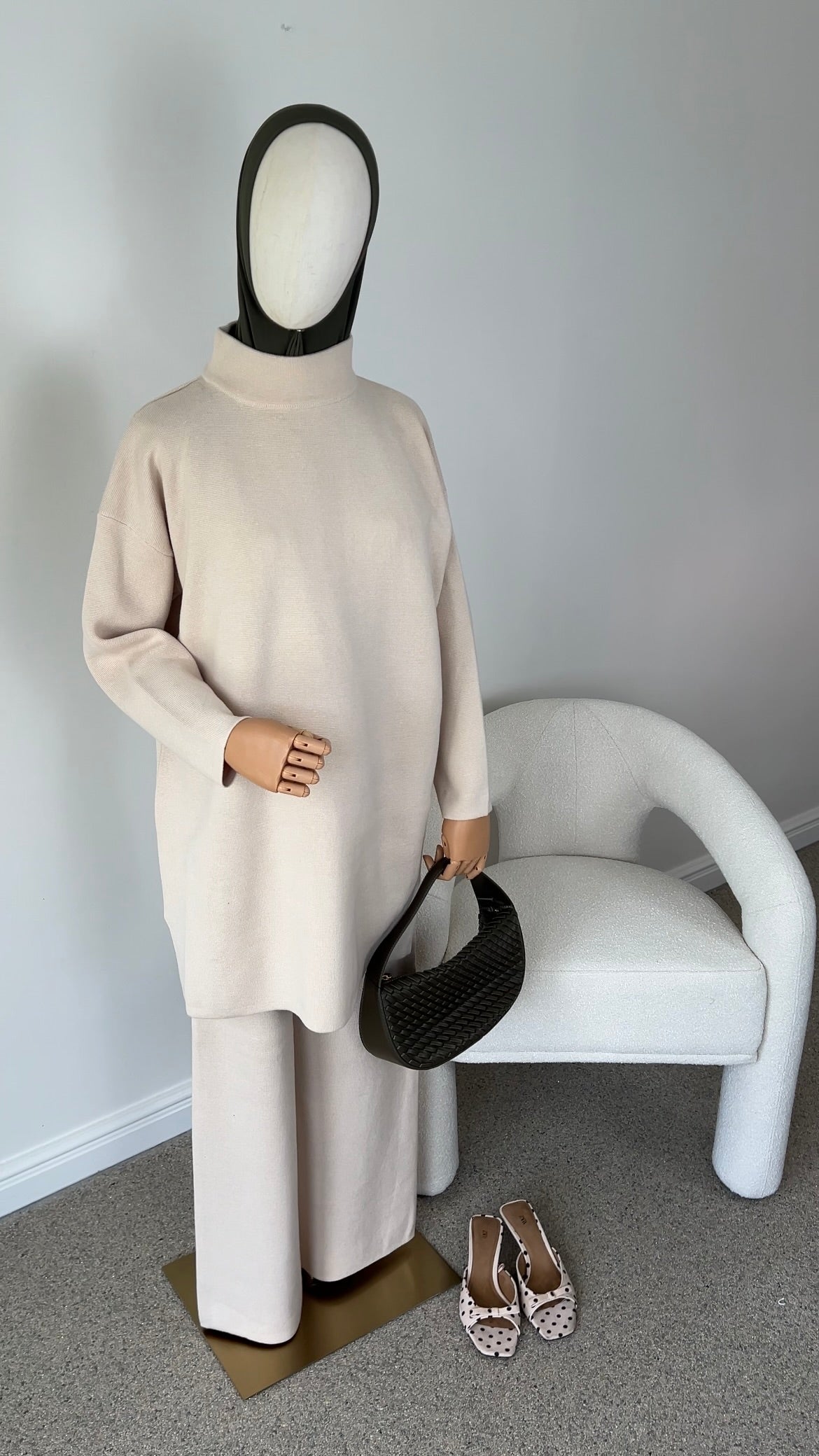 COTTON KNITTED SET BEIGE