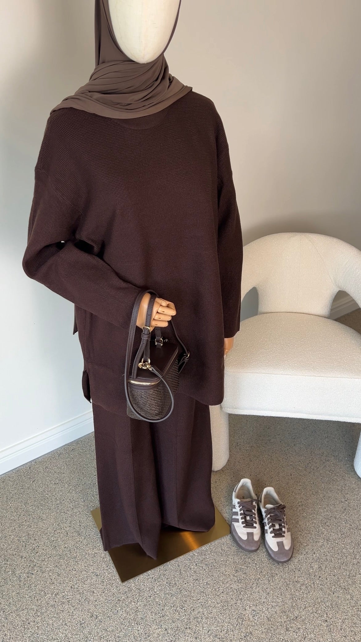 SEAM KNIT SET BROWN