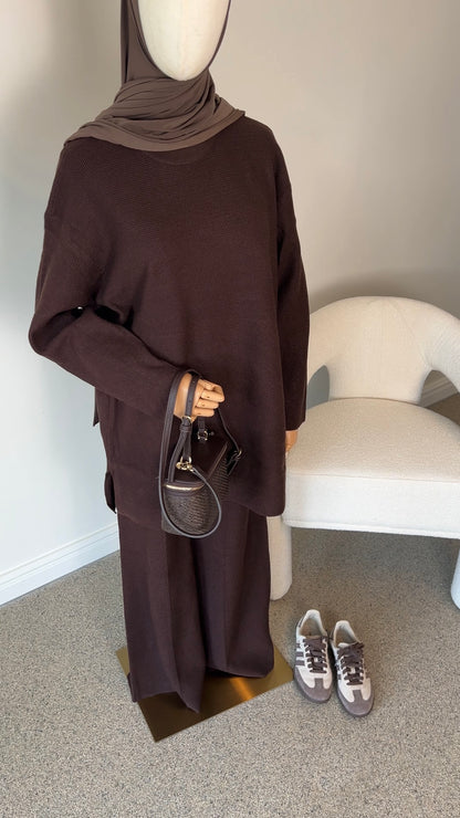 SEAM KNIT SET BROWN