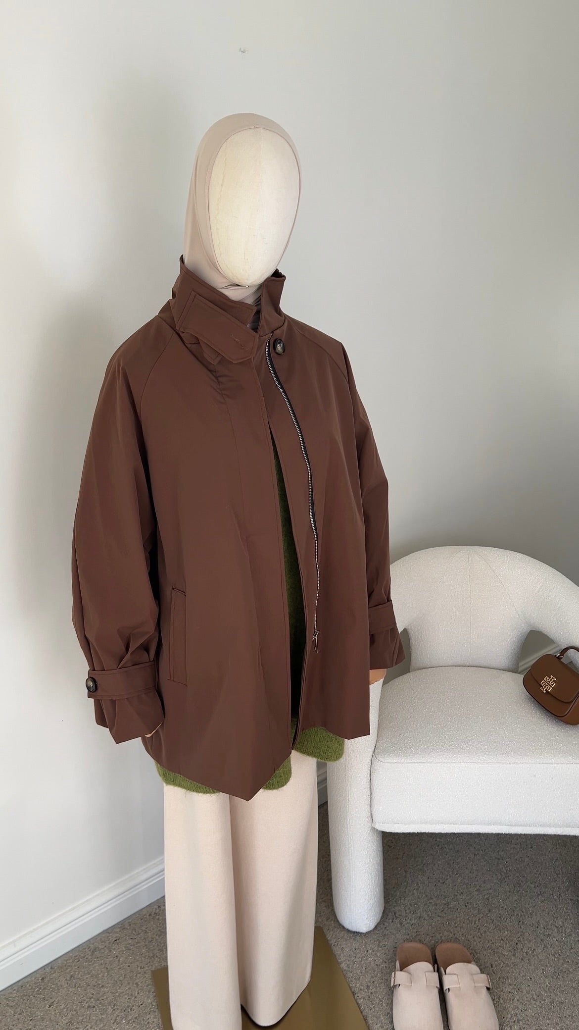 TRENCH COAT MIDI BROWN