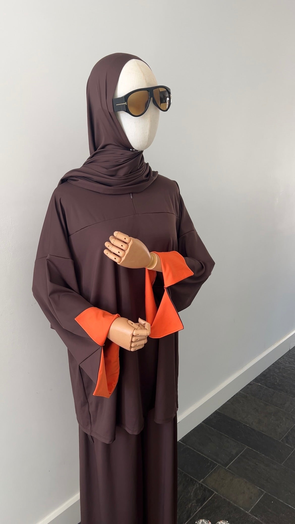 SLEEVE BURKINI CHOCO/ORANGE