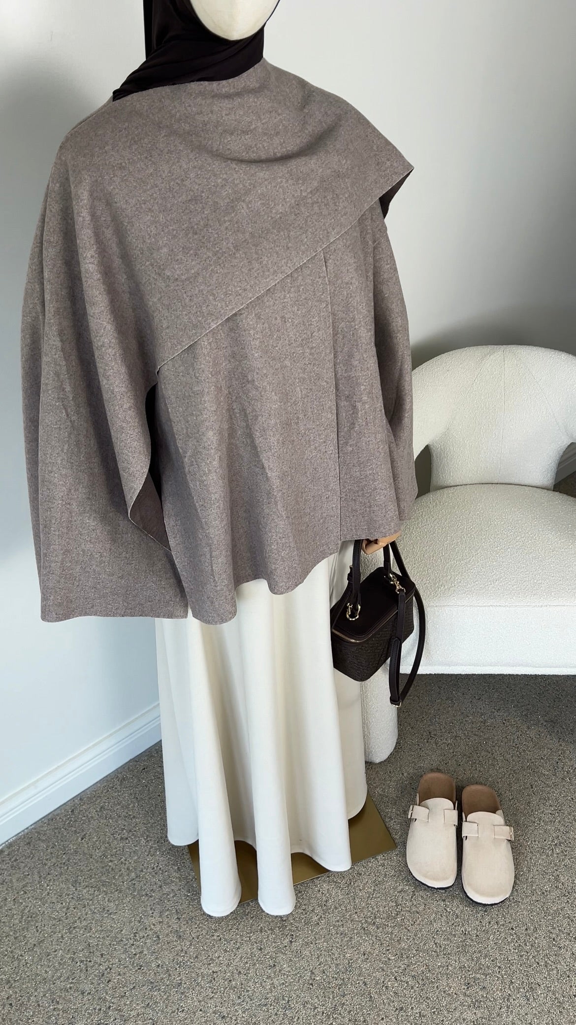 SCARF PONCHO TAUPE