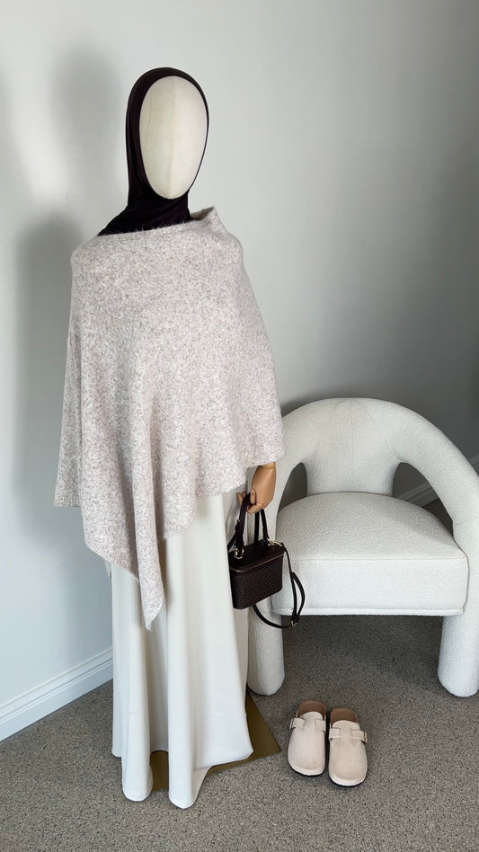 KNIT PONCHO BEIGE