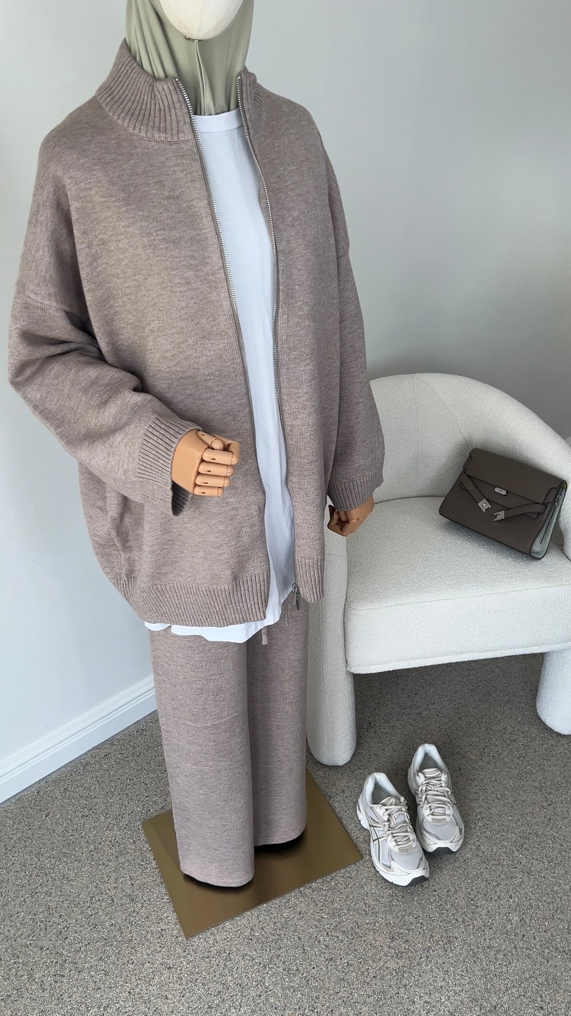 ZIP KNITTED SET TAUPE