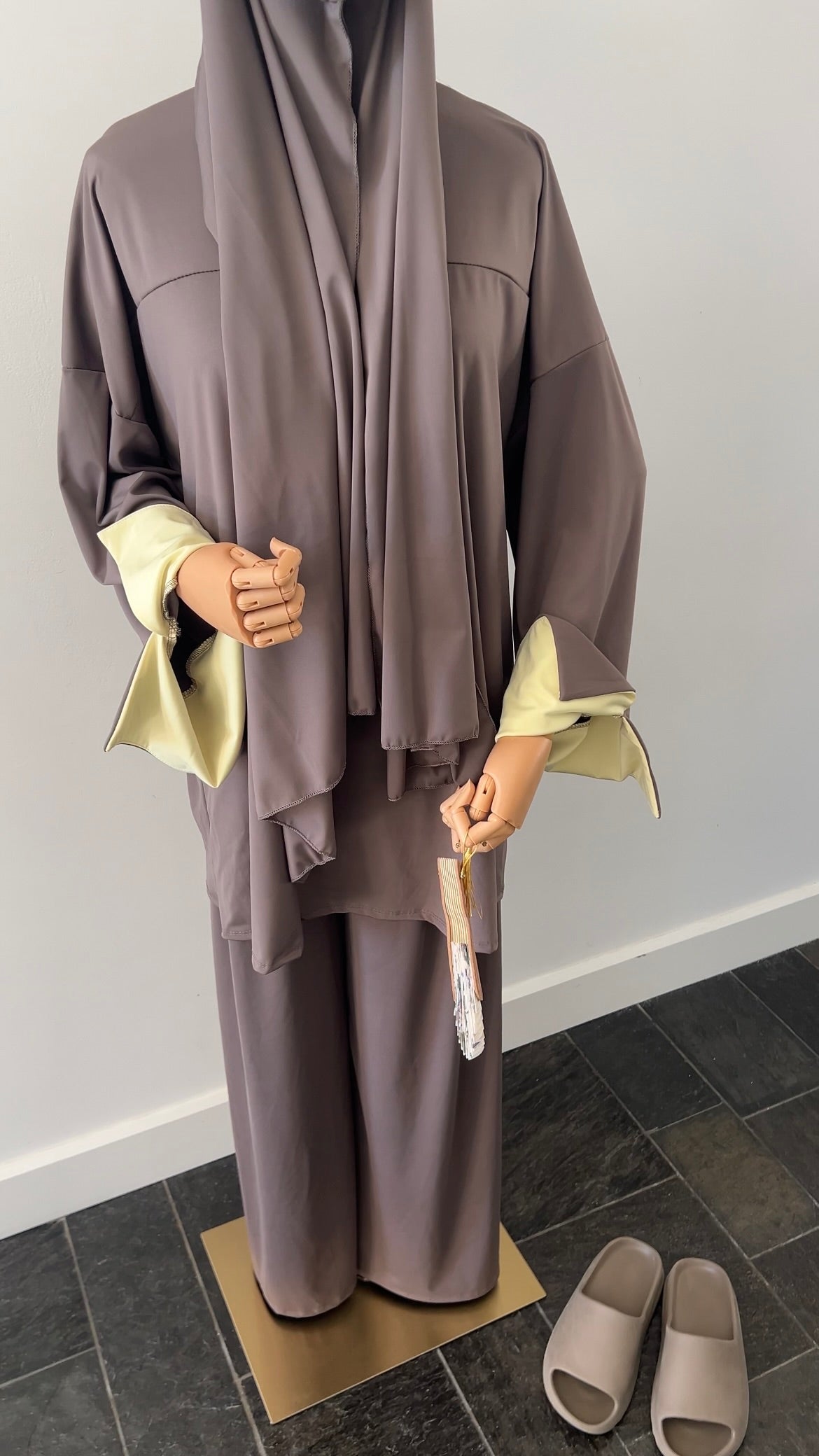 SLEEVE BURKINI DARK TAUPE/YELLOW