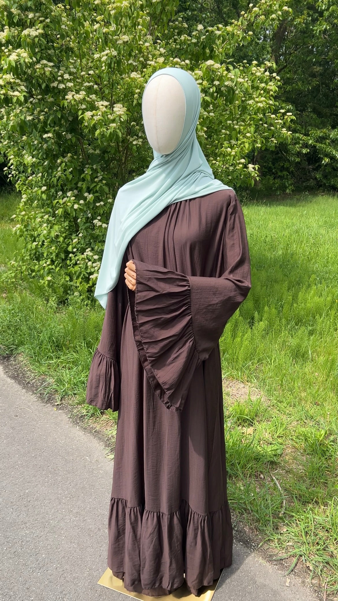 AIRY DRESS DARK BROWN