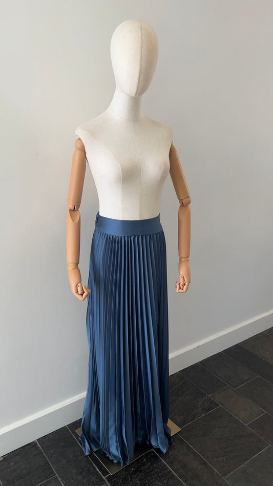 SATIN PLISSÉ SKIRT NAVY