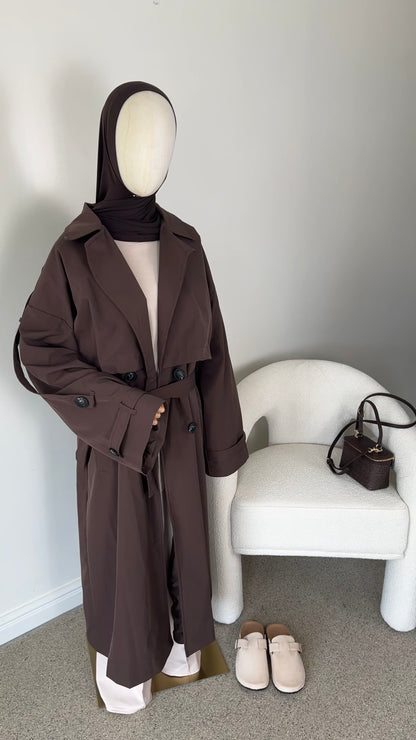 PREMIUM TRENCH COAT DARK BROWN
