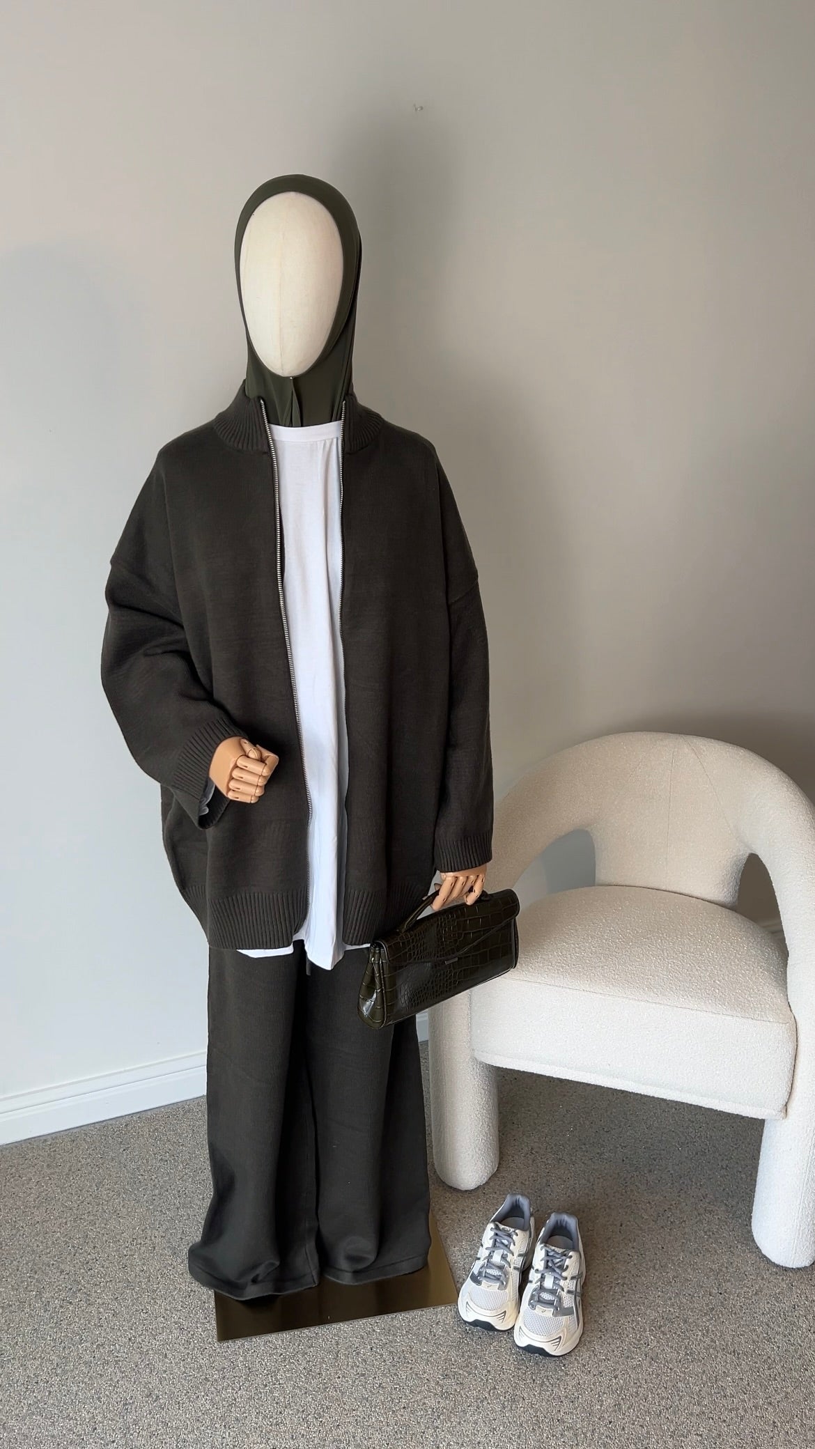 ZIP KNITTED SET KHAKI