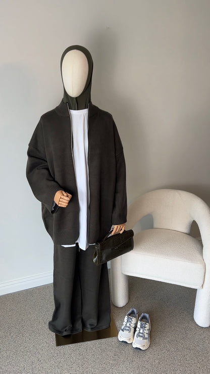 ZIP KNITTED SET KHAKI
