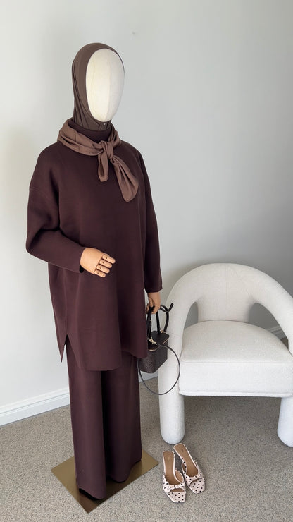 COTTON KNITTED SET BROWN
