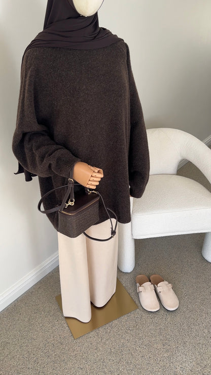 KNIT SWEATER DARK BROWN
