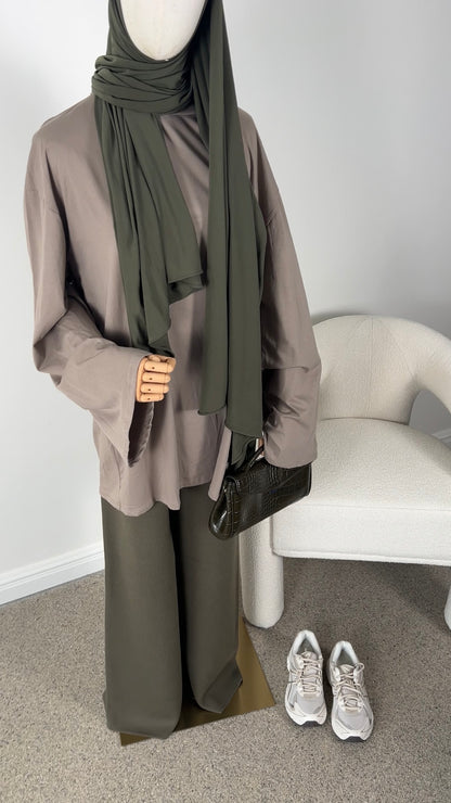 COTTON EXTRA LONGSLEEVE TAUPE (RESTOCKING THIS WEEK)