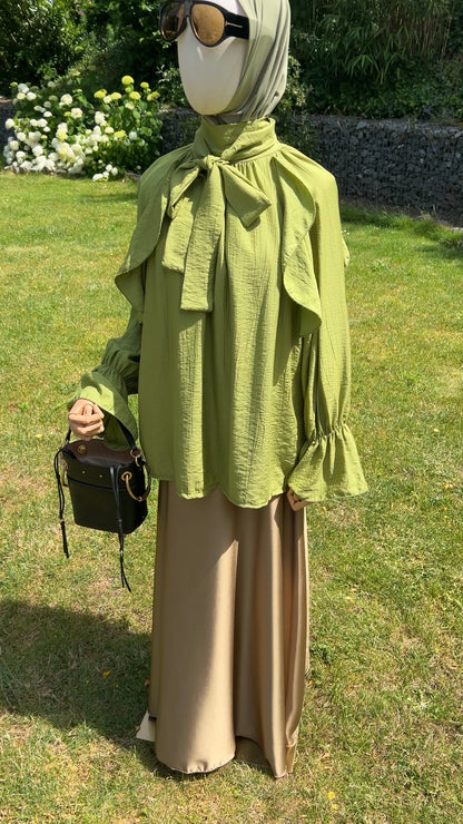 AIRY RUFFLE TOP OLIVE