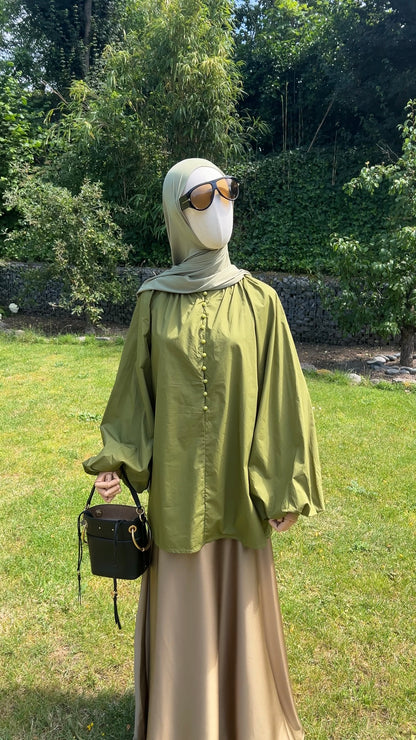 COTTON PUFF TOP OLIVE