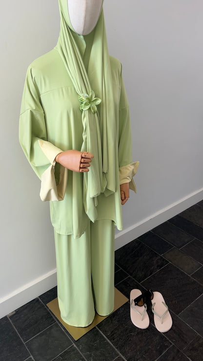 SLEEVE BURKINI GREEN/YELLOW