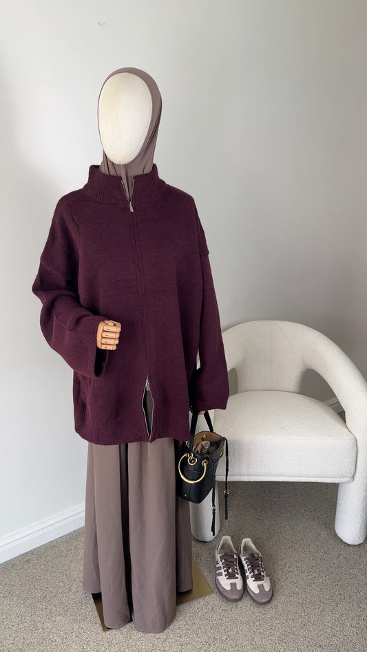 OVERSIZED KNIT ZIPPER CHERRY
