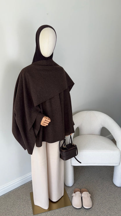 SCARF PONCHO DARK BROWN (RESTOCKING SOON)
