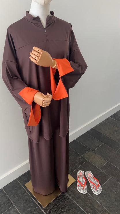 SLEEVE BURKINI CHOCO/ORANGE