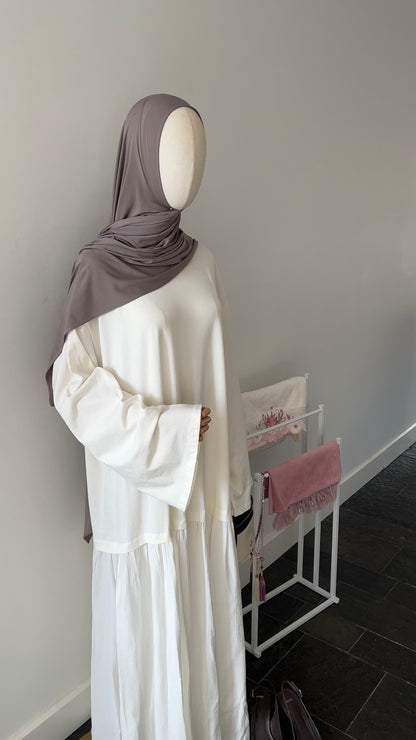 LONGSLEEVE RUFFLE DRESS OFF-WHITE