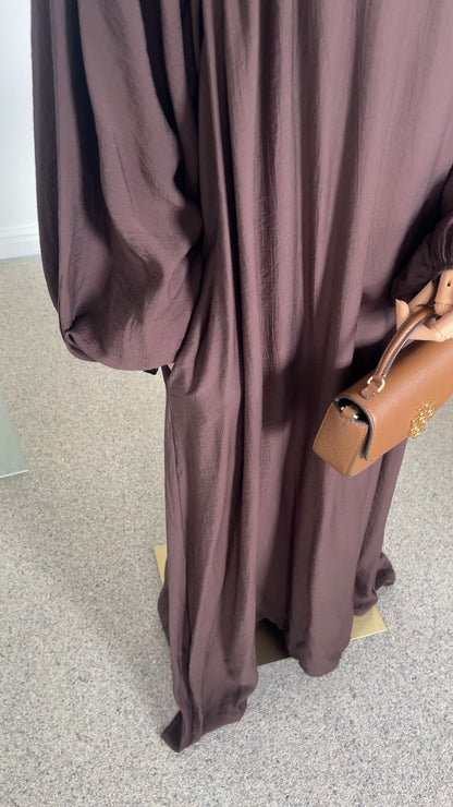 SOFT VISCOSE ABAYA DARK BROWN