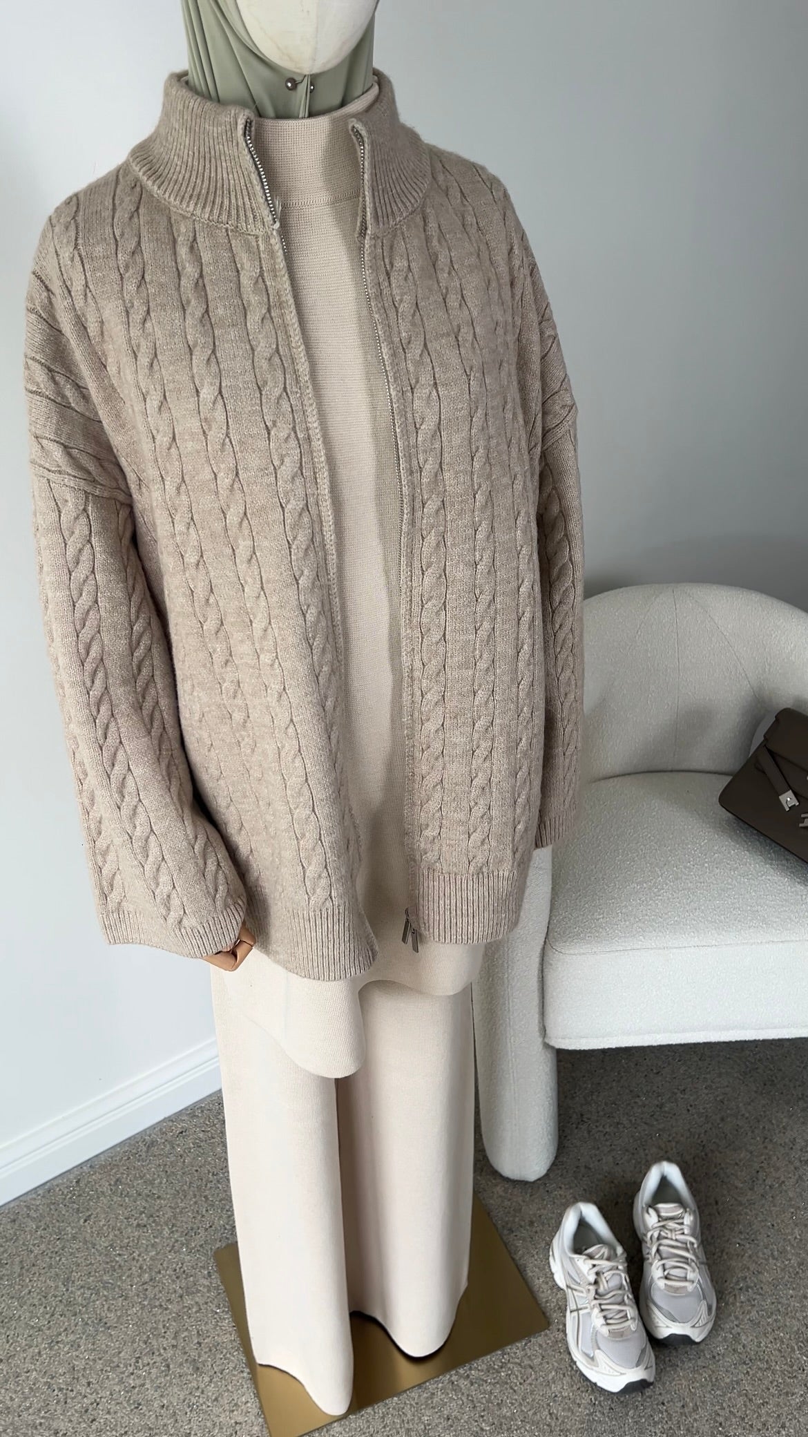 CABLE ZIPPER BEIGE