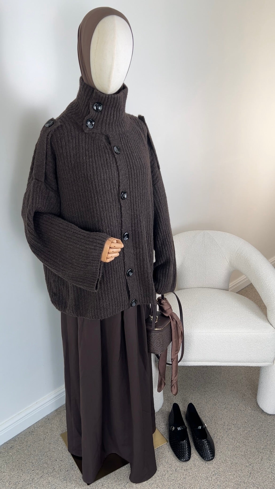 MAXI SKIRT DARK BROWN