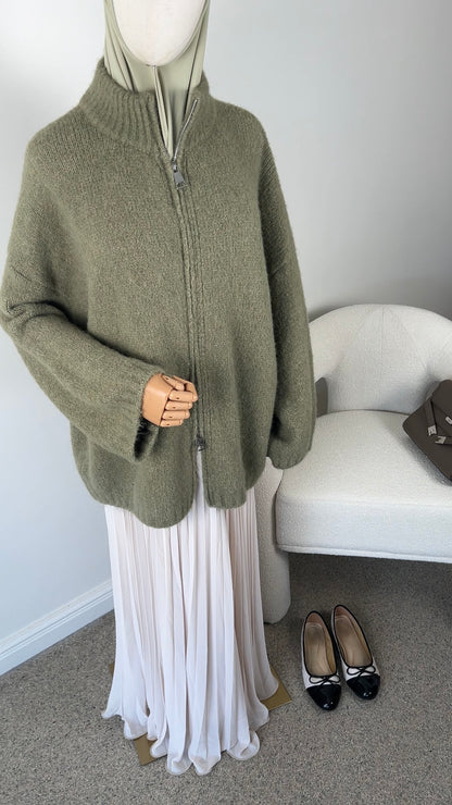 DOUBLE LINED PLISSÉ SKIRT BEIGE