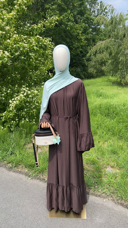 AIRY DRESS DARK BROWN