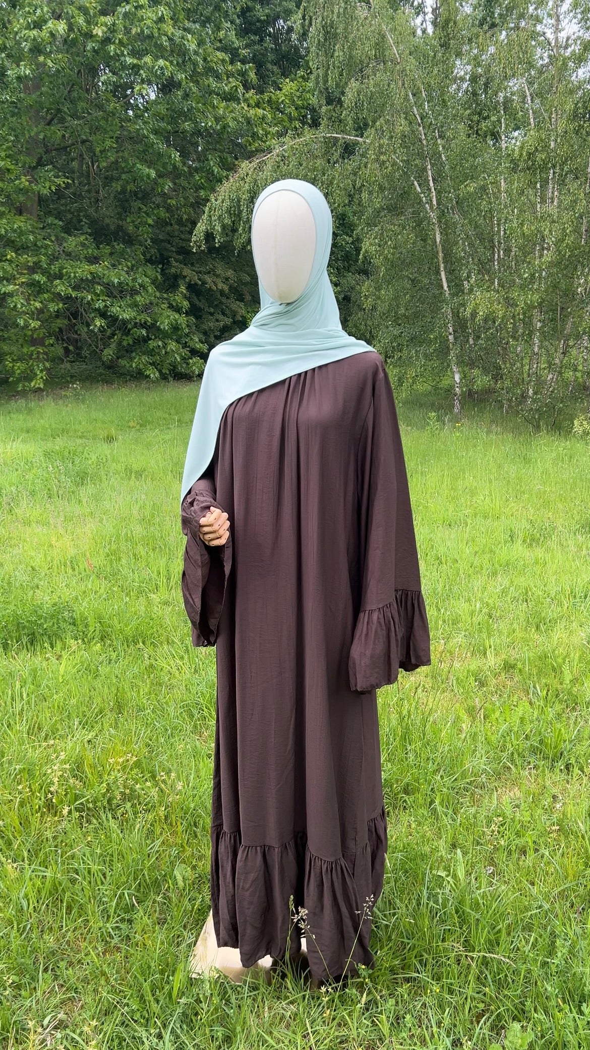 AIRY DRESS DARK BROWN