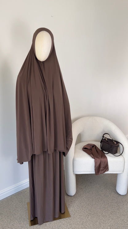 SKIRT KHIMAR SET DARK BROWN