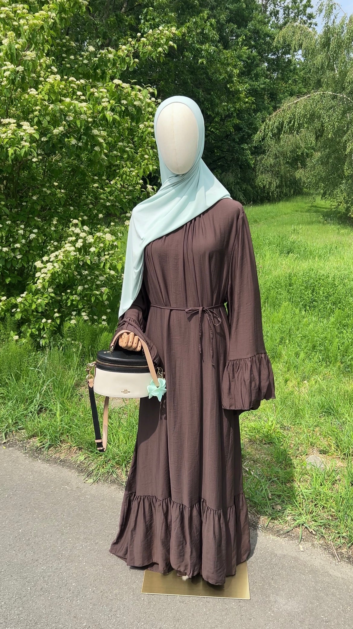 AIRY DRESS DARK BROWN