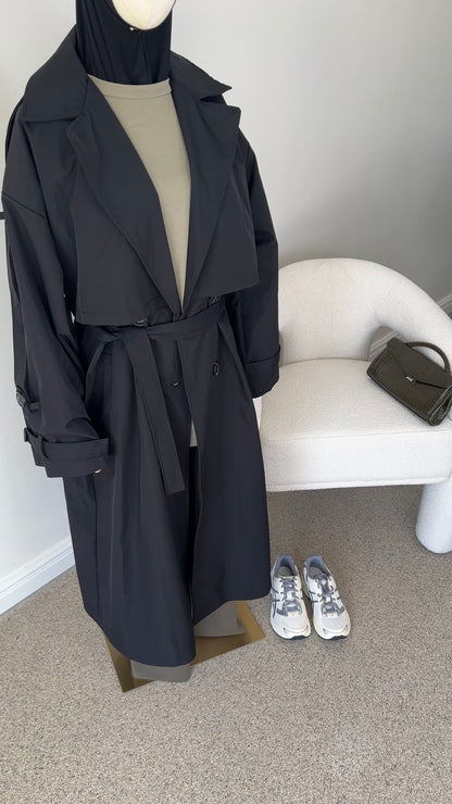 PREMIUM TRENCH COAT BLACK