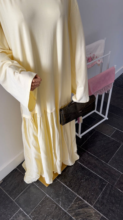 LONGSLEEVE RUFFLE DRESS BUTTER YELLOW