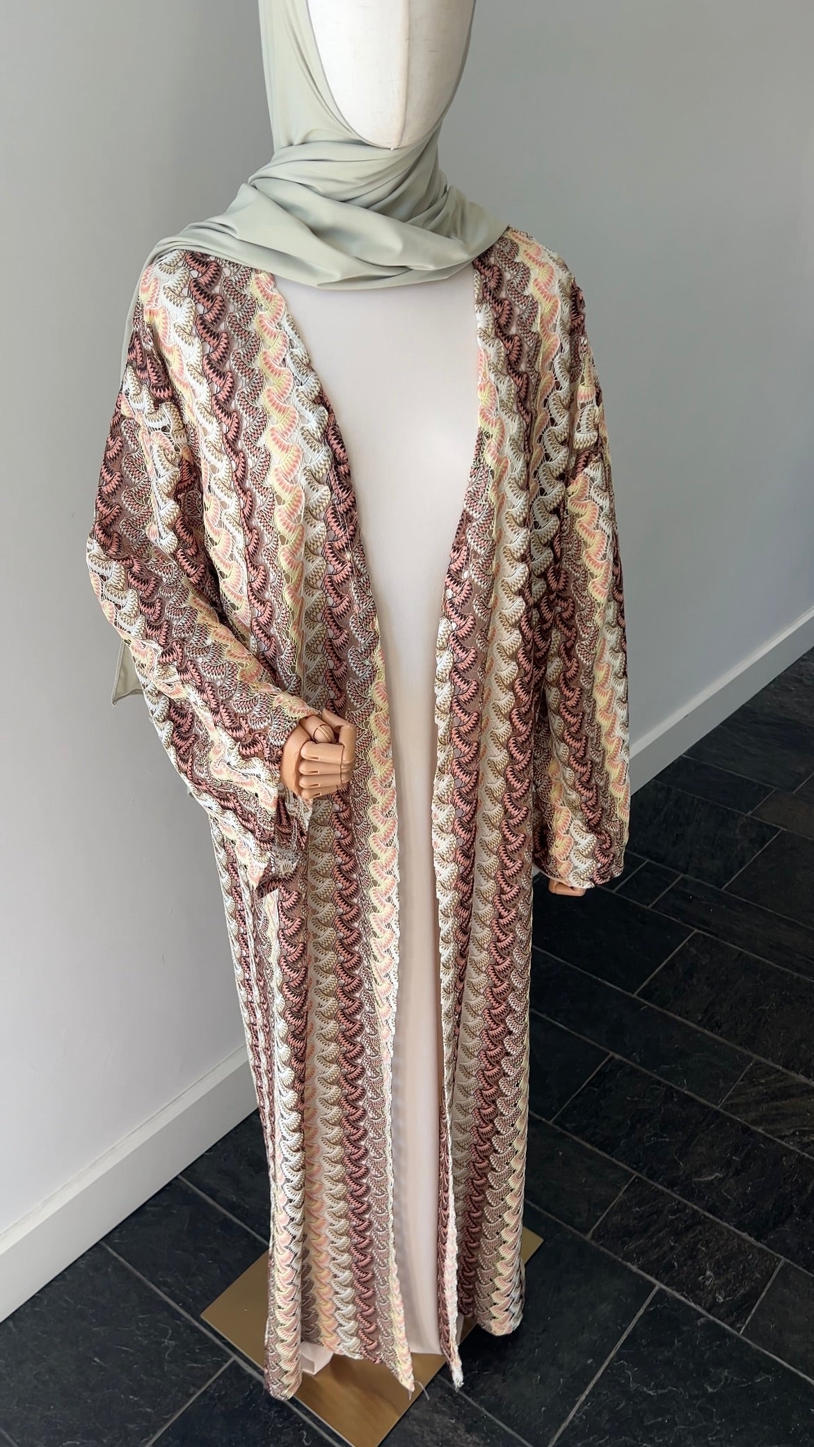 STRIPED KIMONO TAUPE PINK