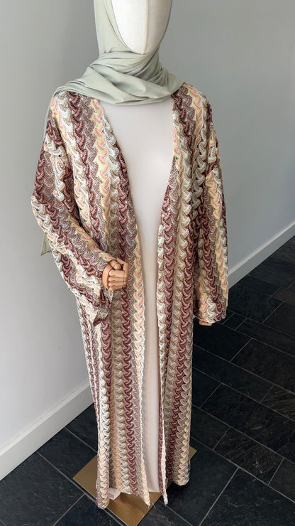 STRIPED KIMONO TAUPE PINK