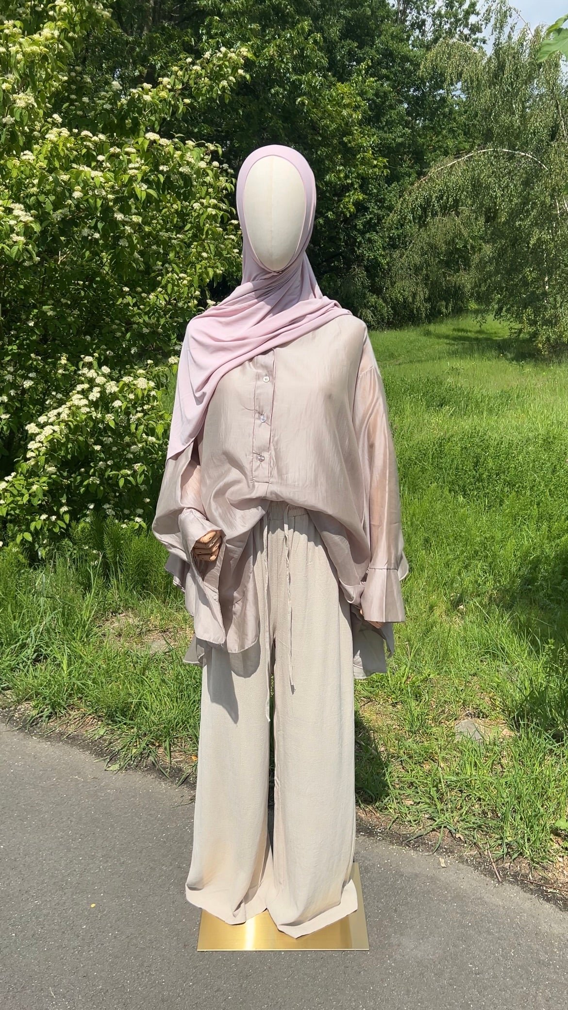 LINEN EFFECT PANTS TAUPE