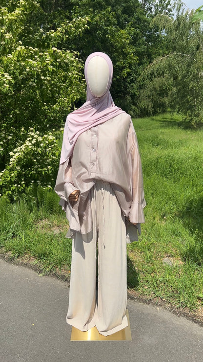 LINEN EFFECT PANTS TAUPE