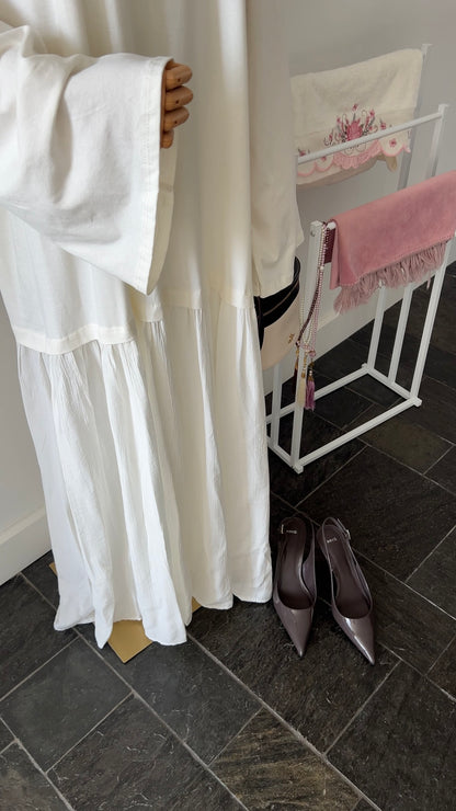 LONGSLEEVE RUFFLE DRESS OFF-WHITE