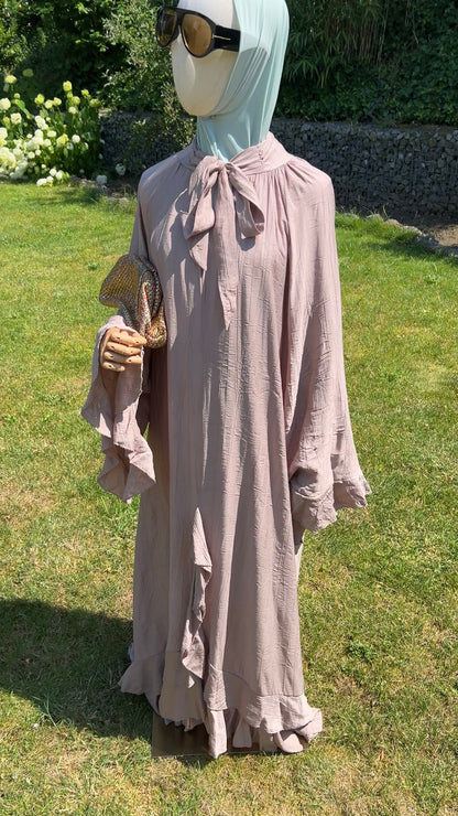 AIRY RUFFLE DRESS WARM TAUPE