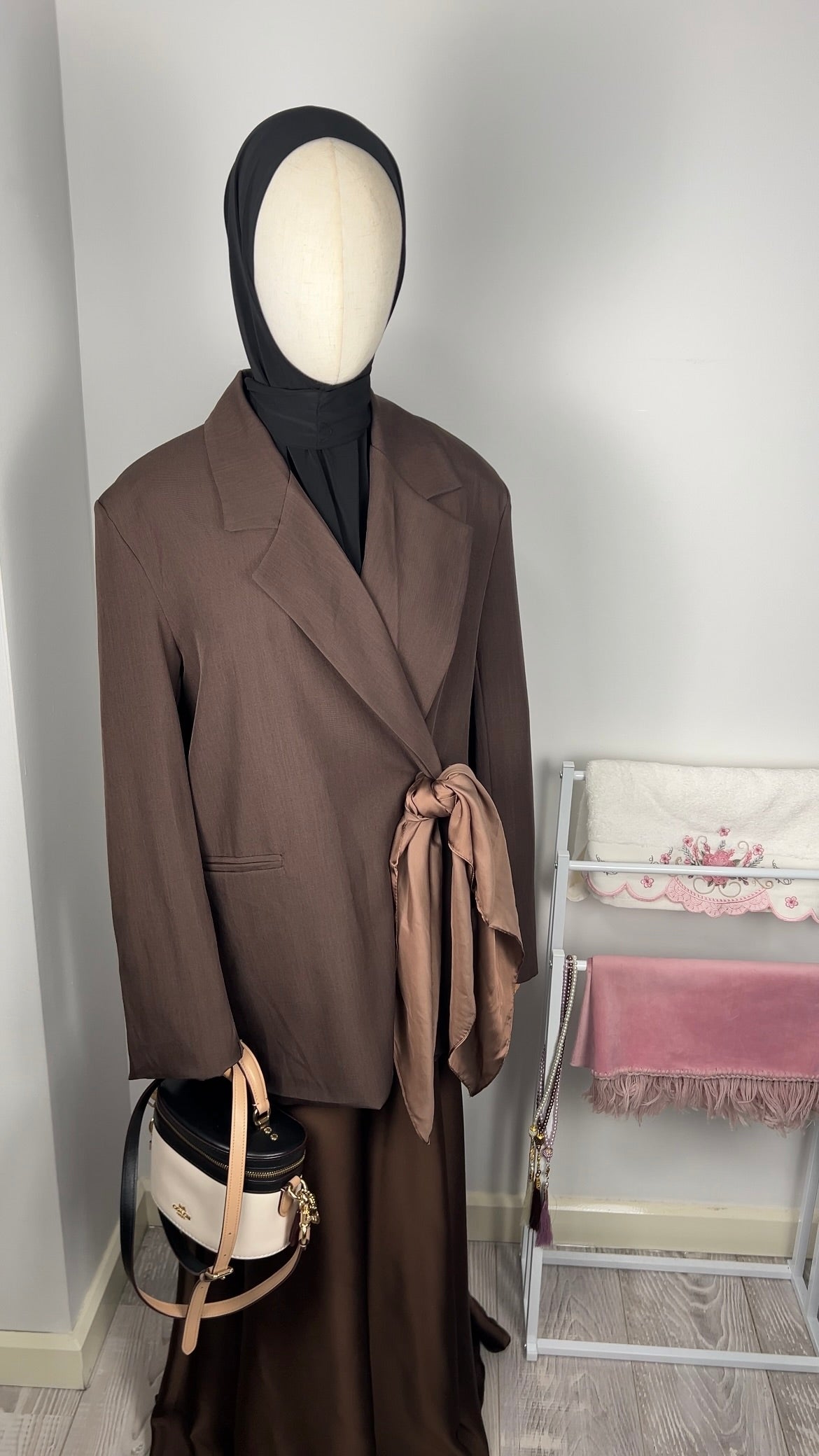 SATIN SKIRT DARK BROWN