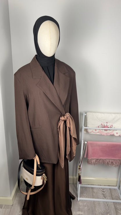 SATIN SKIRT DARK BROWN