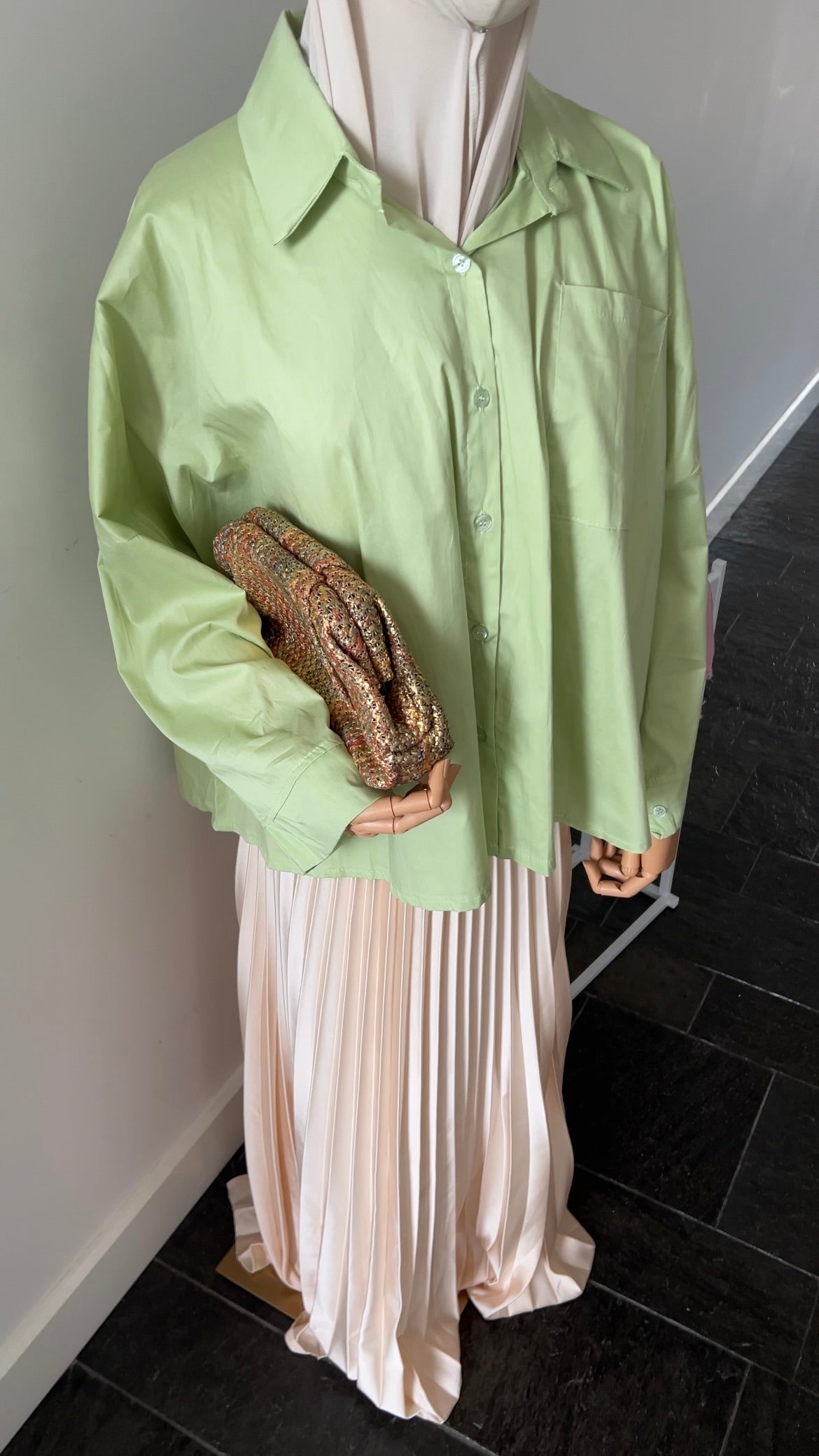 OVERSIZED SHIRT APPLE GREEN