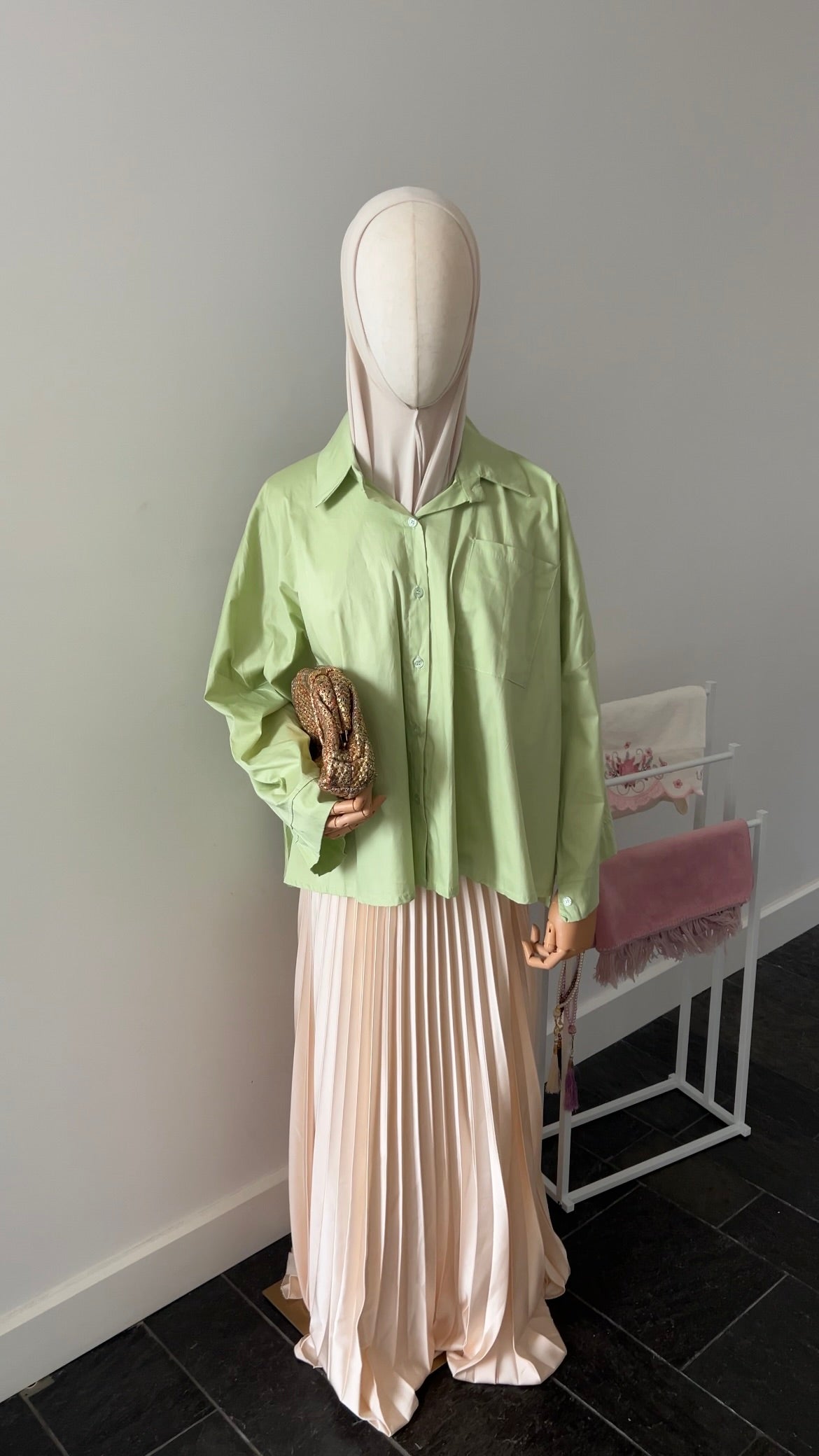 OVERSIZED SHIRT APPLE GREEN