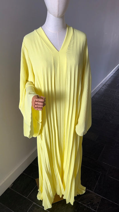 PLEATED DRESS YELLOW