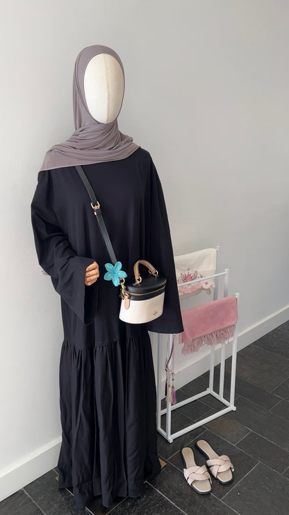 LONGSLEEVE RUFFLE DRESS BLACK