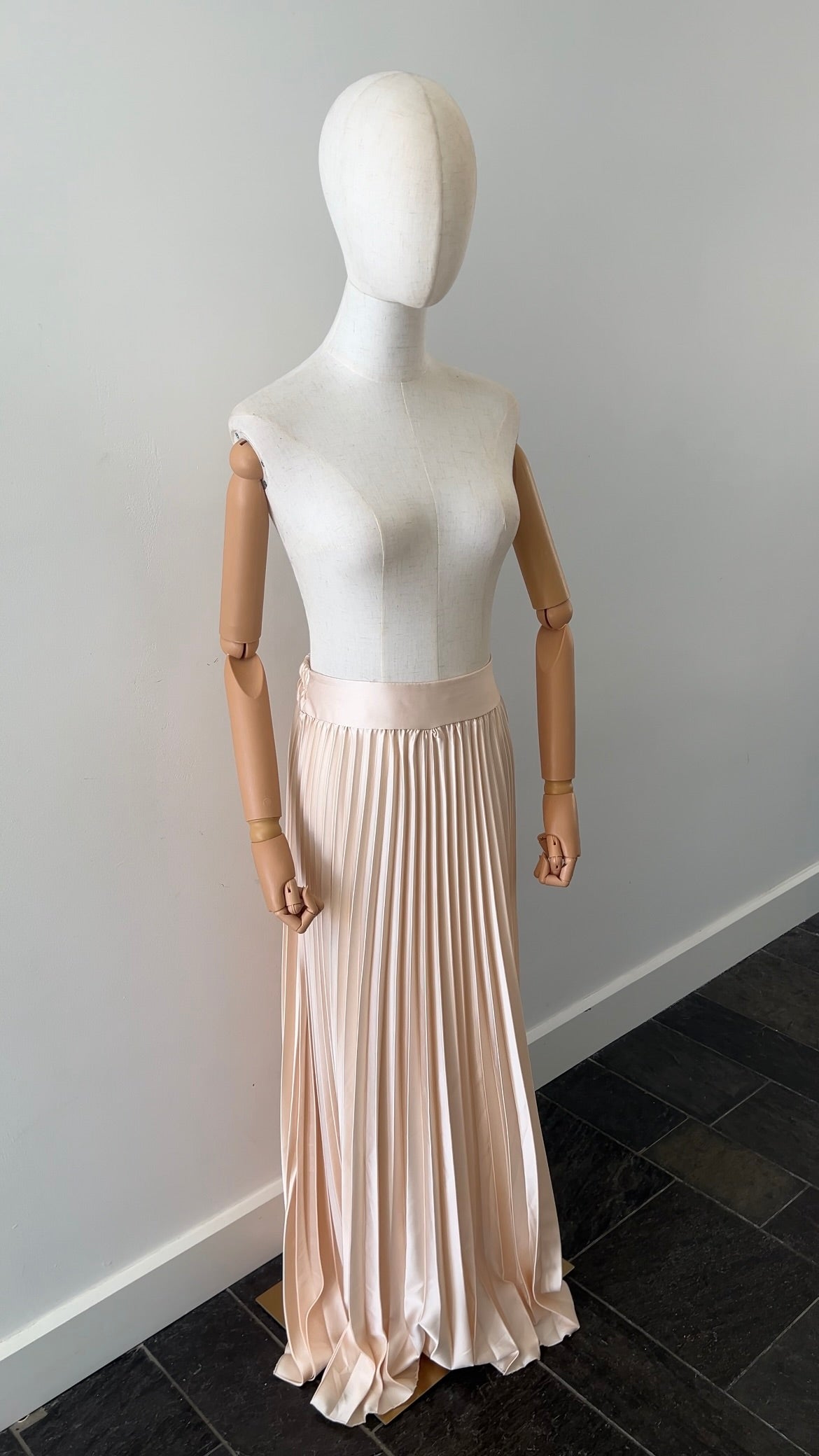 SATIN PLISSÉ SKIRT CHAMPAGNE
