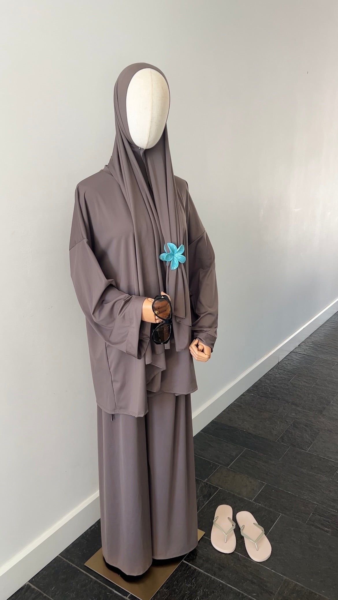 ZIP BURKINI DARK TAUPE